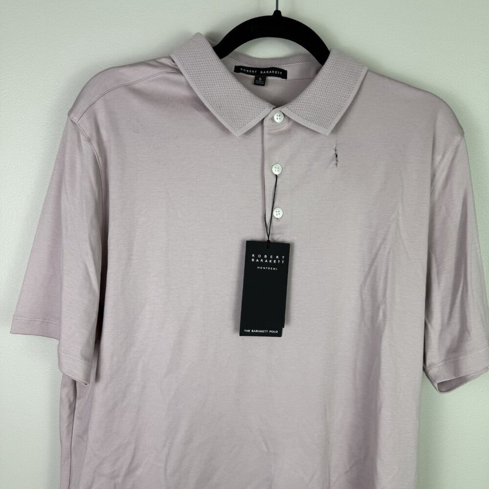 Robert Barakett Men's Polo Shirt Flaw Pink Pima Cotton Luxury Knit Large Soft — image 5 of 8
